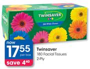 Twinsaver 2 Ply Facial Tissues-180's pack