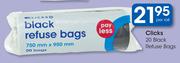 Clicks 20 Black Refuse Bags-Per Roll