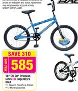 Backtral 16" Or 20" Princess Girl's Or Edge Boy's BMX