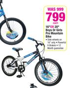 Backtral 16" Or 20" Boys Or Girls Pro Mountain Bike