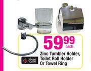Always Home Zinc Tumbler Holder, Toilet Roll Holder Or Towel Ring-Each