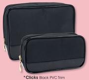 Clicks Black PVC Trim Cosmetics Bag
