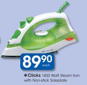 Clicks 1400 Watt Steam Iron with Non-Stick Soleplate