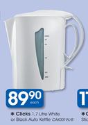 Clicks 1.7Ltr White or Black Auto Kettle CAK001 W/B