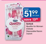 Schick Quattro For Women 4 Blade Disposable Razors 3 Pack-Per Pack