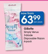 Gillette Simply Venus 3 Blade Disposable Razors 4 Pack-Per Pack