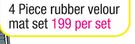 Stingray 4 Piece Rubber Velour Mat Set-Per Set