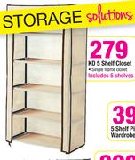 KD 5 Shelf Closet Single Frame Closet