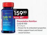 GNC Preventative Nutrition Co Q-10 100mg-30 Softgels