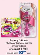  Dorco Shai 6 Or Pace 6 Razors Or Cartridges-Each