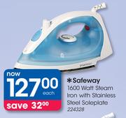 Safeway 1600 Watt Steam Iron with Stainless Steel Soleplate 
