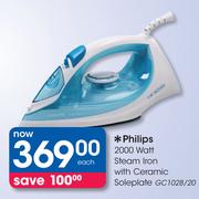 Philips 2000 Watt Steam Iron with Ceramic Soleplate GC1028/20