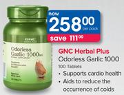 GNC Herbal Plus Odorless Garlic 1000 100 Tablets-Per pack