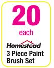 Homestead 3 Piece Paint Brush Set