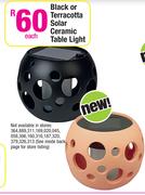 Black Or Terracotta Solar Ceramic Table Light-Each