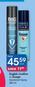 English Leather Or English Deodorant Spray-200ml Each