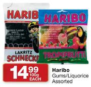 Haribo Gums/Liquorice Assorted-100g Each
