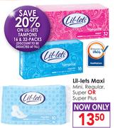 Lil-Lets Maxi Mini, Regular, Super or Super Plus-Each