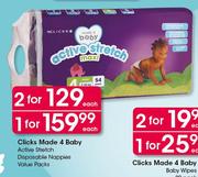Clicks Made 4 Baby Active Stretch Disposable Nappies Value Packs-Each