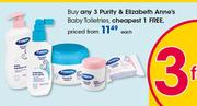 Purity & Elizabeth Anne's Baby Toiletries-Each