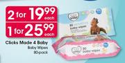 Clicks Made 4 Baby Baby Wipes-80's Pack Each