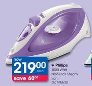 Philips 1000 Watt Non Stick Steam Iron GC1418/30-Each
