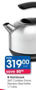 Kambrook 360 Degree Cordless Dome Stainless Steel Kettle-1.7Ltr Each