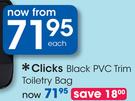 Clicks Black PVC Trim Toiletry Bag-Each