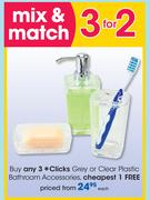 Clicks Grey Or Clear Plastic Bathroom Accessories-Each