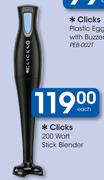 Clicks 200 Watt Stick Blender-Each