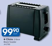 Clicks 2 Slice Black Toaster JA-2785-Each