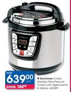 Kambrook 6Ltr Stainless Steel Pressure Cooker With Digital Panel & Display JA2689-Each
