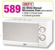 Defy 20L White Manual Microwave Oven White DMO348