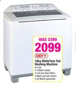 Defy 10kg White Twin Tub Washing Machine DTT164