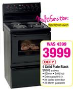 Defy 4 Solid Plate Black Stove DSS497