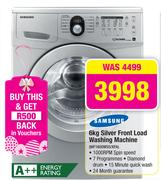 Samsung 6kg Silver Front Load Washing Machine WF1600W5S/XFA