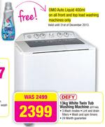 Defy 13kg White Twin Tub Washing Machine DTT164