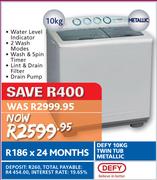 Defy 10Kg Twin Tub Metallic