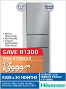 Hisense 232Ltr Mirror Fridge H310BME