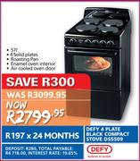 Defy 4 Plate Black Compact Stove DS5509