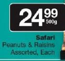 Safari Peanuts & Raisins Assorted Each-500g