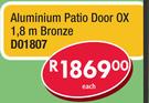 Aluminium Patio Door OX Bronze D01807-1.8m Each