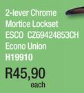 2-Lever Chrome Mortice Lockset ESCO CZ69424853CH Econo Union H19910-Each