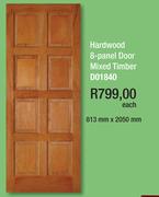 Hardwood 8 Panel Door Mixed Timber D01840-813mm x 2050mm Each