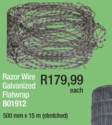 Razor Wire Galvanized Flatwrap 500mm x 15m(Stretched) B01912-Each