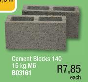 Cement Blocks 140 15Kg M6 B03161-Each