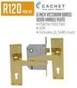 Cachet 6 Inch Victorian brass Door Handle Plate H75876-Per Set