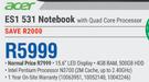 Acer ES1 531 Notebook With Quad Core Processor-Each