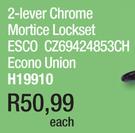 2-Lever Chrome Mortice Lockset ESCO CZ69424853CH Econo Union H19910-Each