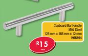 Cupboard Bar Handle Mild Steel H66494-128mm x 168mm x 12mm Each